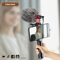 Perlengkapan Vlogging untuk Perekaman Video Ponsel, Smartphone Vlogger, Pemotretan YouTube, Perlengkapan Vlog Pemula, Lampu, Mikrofon Shotgun, Penjepit Ponsel