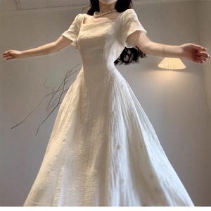 Bellflower French First Love Dress O-Neck A-line Long Dress Natural Waistline For Daily Dates Parties Tourism Beach Camping - Product Image 4