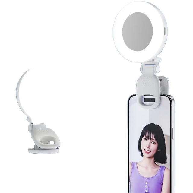 Cheap D6 Mini Pocket Clip Fill Makeup Photography Ring Selfie Led Light Rechargeable Small Mirror with Selfie Light for iPhone