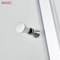 Cabine de douche en verre trempé courbé avec porte coulissante, séparation sec/humide, design européen