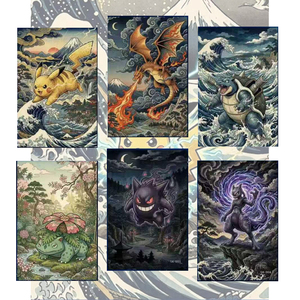 Cartes <span class=keywords><strong>de</strong></span> collection <span class=keywords><strong>de</strong></span> haute qualité imprimées en couleur, écologiques, pour jeux <span class=keywords><strong>de</strong></span> table, avec motifs Ukiyo-e Shikishi et art Pokémon - Product Image 2