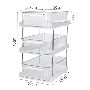 Organisateur transparent à 3 niveaux sous l'évier Organisateur de rangement transparent à 3 niveaux Organisateur d'armoire à bouteilles coulissantes The Pet Desktop - Product Image 2