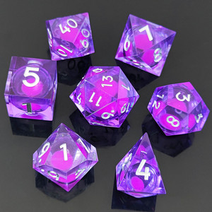 Jeu de dés RPG lumineux de nuit en résine de sables mouvants à paillettes naturelles Dés du MDN à bord tranchant phosphorescent pour donjons <span class=keywords><strong>et</strong></span> dragons - Product Image 6