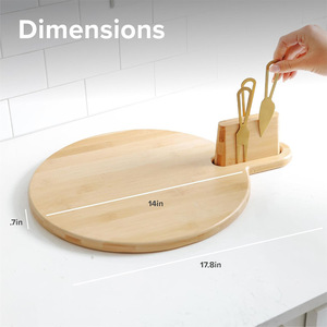 Tabla de queso de bambú con asas, bloque magnético para utensilios de cocina, juego de herramientas para queso de 52.6x17.8x1.7cm para servir y entretener - Product Image 3