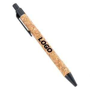 Eco-Friendly Wood Grain Retractable Ballpoint <b>Pens</b> - Bulk Promotional Gift <b>Pens</b> with Wheat Straw & Cork Design - Product Image 1