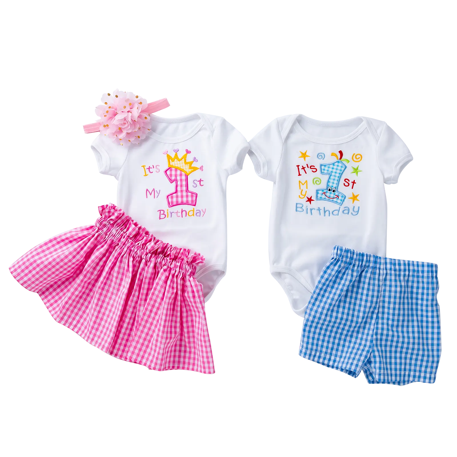 Babany Bebe Pasgeboren Baby Tweeling Kleding Eerste Verjaardag Romper Dress & Broek Outfit