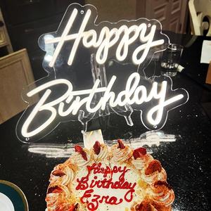 Acrylique Transparent personnalisé en usine "Joyeux anniversaire" signes lumineux délicats LED signes décoratifs pour la fête d'anniversaire - Product Image 4