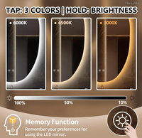 Miroir mural intelligent demi-lune réglable avec éclairage LED, idéal pour la salle de bain, la décoration d'hôtel et la maison, parfait pour se maquiller et se préparer