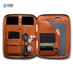 Custom Lederen Kindle Tas Met Pen Hoofdtelefoon Oplaadkabel Houder Paspoorthouder Organisator Notebook - Product Image 3