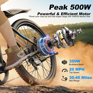 Low MOQ Bulk VARUN 24" Electric Mountain Bicycle 350W 32KM/H Carbon Steel Weekend Trips Couples CA In-Stock - Product Image 5