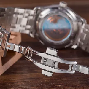 Automatische japanische Uhrwerk Rindsleder wasserdichte Quarz mechanische Armbanduhren für Männer