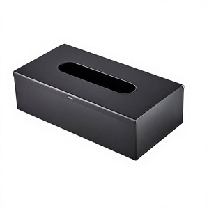 Rectangular Tissue Box Holder Decorative Holder for Bathroom Bedroom Nightstand Office Dresser-Stainless Steel Matte Black - Product Image 1