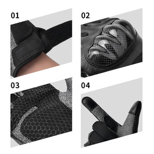 Riding <b>Gloves</b> Breathable Non Slip Anti Fall <b>Touchscreen</b> Wear Resistant Genuine Leather Unisex Adult Bicycle <b>Gloves</b> Black - Product Image 1