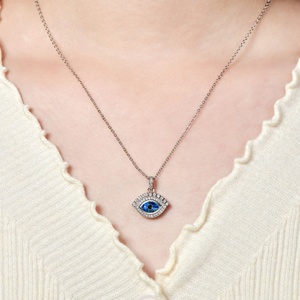 Collier Œil Turc Vintage en Zircon Coloré Taille Marquise, Plaqué Or 14 carats, Vente en Gros, Bijoux de Mode en Cuivre 2026 pour Femme - Product Image 5
