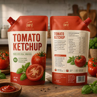Voedselveilige, op maat bedrukte staande spuitzak voor tomatenketchup, saus, jam, mayonaise en voedselverpakkingen