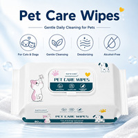 Lingettes humides pour animaux de compagnie, parfumées aux herbes, désodorisantes, sans rinçage, pour chiens et chats, élimination des taches de larmes, soin corporel, vente en gros, 80 lingettes
