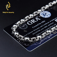 Pendentif Moissanite Personnalisé, Collier Chaîne Entrelacée avec Boule Givrée, Micro-Pavé Moissanite, Bijoux Hip Hop de Luxe pour la Vente en Gros