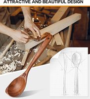 Cuillères en bois pour la cuisine Ustensiles en bois de teck pour la cuisine Ustensiles de cuisine en bois antiadhésifs Ensembles de cuillères en bois