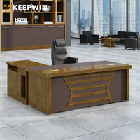 Mobilier de bureau mélaminé texture losange en cuir unique Bureau en bois escritorio design de table de direction