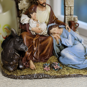 Statue Religiose Cattoliche in Resina, Ornamento della Sacra Famiglia, Figurina <span class=keywords><strong>del</strong></span> Presepe, 18cm di Altezza - Product Image 4