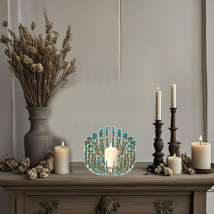 Mô hình Mandala màu xanh lấp lánh nhựa kim cương sơn người giữ Ngọn Nến-trang trí nhà thanh lịch - Product Image 4