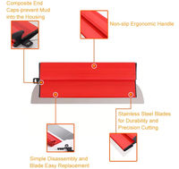 Ensemble de 7 Spatules Professionnelles avec Manche Télescopique et Étui, Outils de Plâtrage en Acier Inoxydable pour la Construction