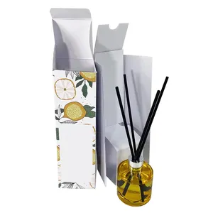 Custom Print Verpakking 80 Ml Cosmetische Reed Diffuser Parfum Olie Fles Papier Geschenkdoos Met Gegolfd Papier Binnen
