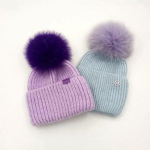 Hot Sale Custom Logo Knitted Wool Hat <b>Winter</b> Beanies Hats With Detachable Fur Pompom Luxury Beanie Hats With Pompom - Product Image 2