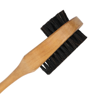 Cepillo de madera para zapatos con cerdas de pelo de cerdo, herramienta de limpieza de doble cara para uso doméstico - Product Image 1