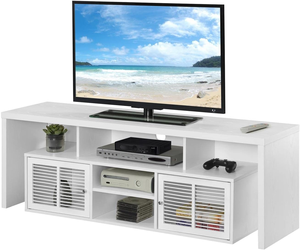 Convenience Concepts pour meuble TV réglable en bois blanc de style Mid-Century Modern pour salon - Product Image 1