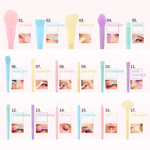 17pcs 핑크 반짝이 메이크업 브러쉬 세트 다채로운 재단 립 아이섀도우 블러셔 파우더 화장품 도구 얼굴 사용 여성 여자 선물 - Product Image 4