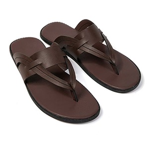 Sandalias Casuales de Verano con Tira en T, Punta Abierta, de Cuero Genuino, con Suela de Goma Antideslizante - Product Image 1