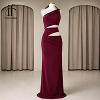 Robe de soirée longue asymétrique à découpes pour femme, moulante et sexy, froncée, pour fête et cérémonie, Fabricant OEM ODM
