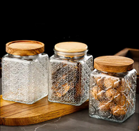 Meilleure Vente : Pot de Rangement en Verre Carré Transparent Vintage Gobelet Hermétique pour Aliments Épices de Cuisine