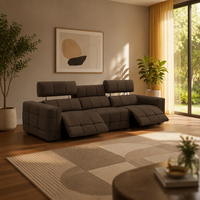 Canapé sectionnel intelligent à commande électrique avec lampes de lecture flexibles, console de charge sans fil et sièges inclinables indépendants pour villa