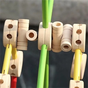 144 Pezzi Blocchi <span class=keywords><strong>di</strong></span> Costruzione in <span class=keywords><strong>Legno</strong></span>, Gioco Educativo DIY con Giunti e Bastoncini per Bambini - Product Image 4