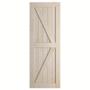 RheTech 30x84 pulgadas K-Frame DIY Puerta corrediza de madera de granero con paneles de madera de pino maciza sin terminar - Product Image 1