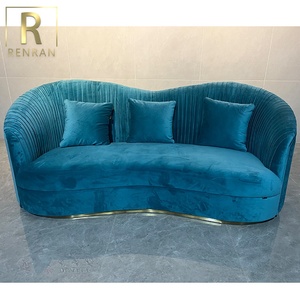 Canapé en velours bleu de luxe léger, design moderne italien, de bonne qualité, pour salon - Product Image 4