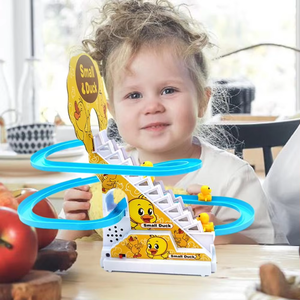 3 / 6/12/15 Jeu de fentes pour canards sur chenilles Jouet à piles Feux de chemin de fer pour enfants et musique Jouets d'escalade pour escaliers de canard - Product Image 4