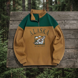 Nouvelle Arrivée Sweat-shirt Unisexe à Capuche Hiver en Mélange de Laine à Carreaux Doublure Thermique Anti-Plis Logo Personnalisé Bicolore avec Fermeture Éclair Quarts de Zip - Product Image 3