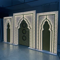 Décoration pour Événements de Mariage, Fournitures Style Moderne Maroc, Panneau LED de Fond en Acrylique Doré, Décoration Murale pour Scène de Mariage