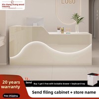Comptoir de bar commercial en cuir QT-215X avec rangement, design moderne pour salon de beauté et réception d'entreprise