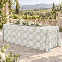Nappe de table en polyester imprimée à motif végétal personnalisé, faible MOQ, vente en gros, pour mariage, banquet, fête, rectangulaire ou ronde
