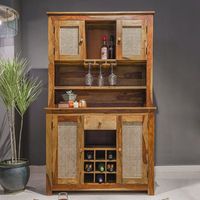 Meuble bar en bois de manguier, bois massif, finition naturelle, rangement pour vin, pour bar à domicile, cuisine, salle à manger, restaurant, café, hôtel