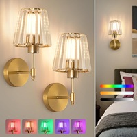 Pil ile Çalışan Duvar Lambası Şarj Edilebilir RGB Uzaktan Kumandalı Kristal Başucu Lambası Yatak Odası Oturma Odası için