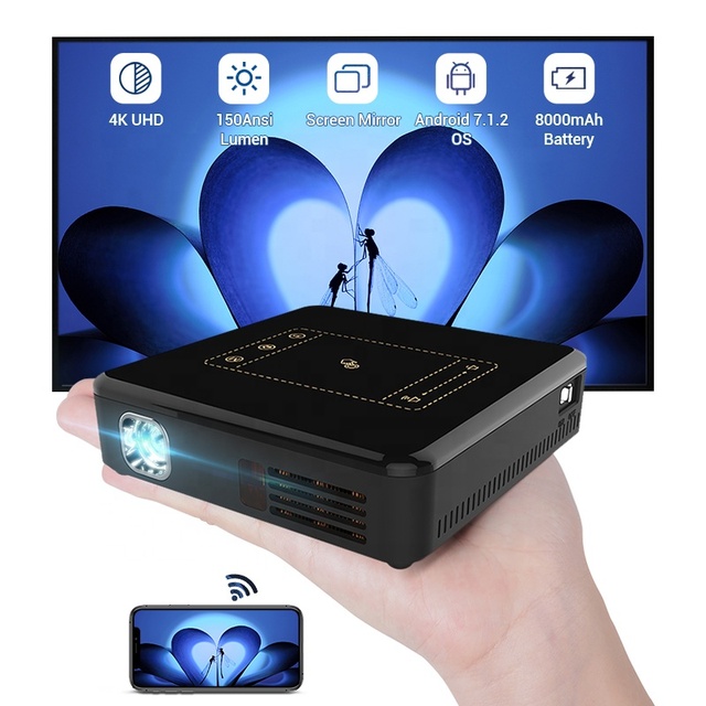 DLP Portable Smart Android Projector With Touch Pad Mini Pocket Home Theater Outdoor Projectors