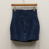 Jupe Courte Plissée en Jean Taille Haute pour Femme, Plis Frontaux, Coupe Évasée, Bleu Foncé, Jupe en Jean Décontractée pour le Bureau