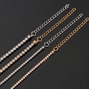 Collier tennis en zircone avec chaîne maille forçat 2mm/3mm, ras-de-cou sexy en acier inoxydable plaqué or 18K, bijoux de mariage pour femme - Product Image 3