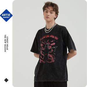 ARTIE hommes 2022 nouveau 250g poids lourd rue rétro t-shirt rue tendance col rond effiloché à manches courtes t-shirt hommes - Product Image 6