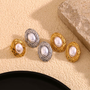 सपने की नकल मोती अनाज के गहने सेट विंटेज गहने 18k सोने की प्लेटेड अंगूठी स्टेनलेस स्टील गहने सेट करें - Product Image 3